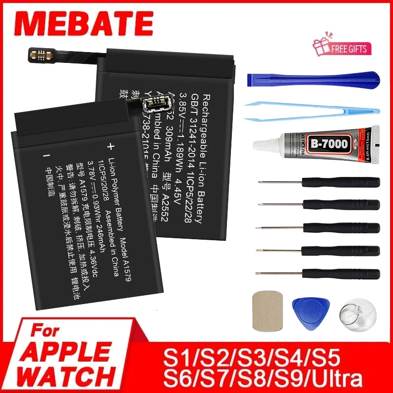 A2345 A2663 A1875 A1760 A2810 A2749 A2956 A2815 Battery For Apple Watch Series 1 2 3 4 5 6 7 8 9 SE2 Ultra/Ultra2 40/41/45/49mm