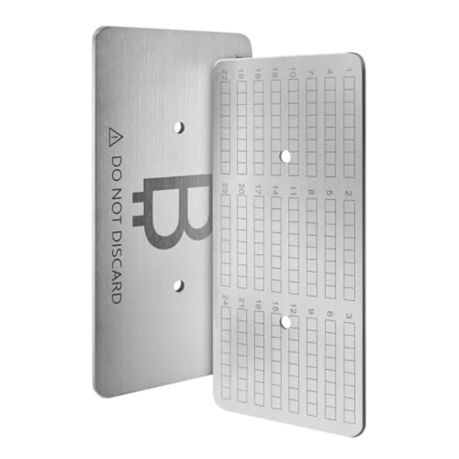 96-Word Seed Phrase Plate Backup with Letter Stamps and Positioning Tool, 48 96 Word Capacity for Crypto Hardware Wallets view 4