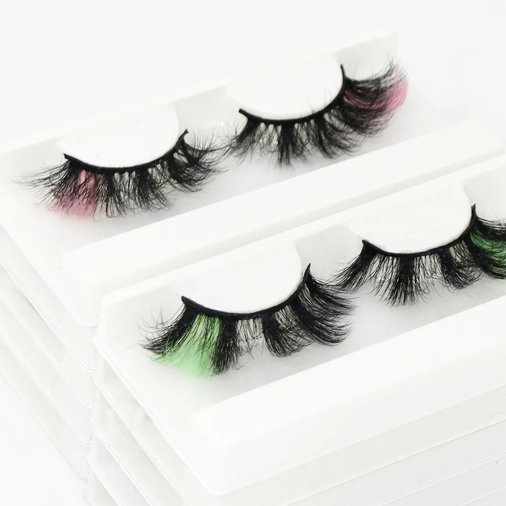 สี Lashes Strip ธรรมชาติ20มม.ยาว Mink Lashes 3D จำนวนมากขายส่งขนตาสีเครื่องสำอางค์แต่งหน้าสีสัน Lash สำหรับปาร์ตี้