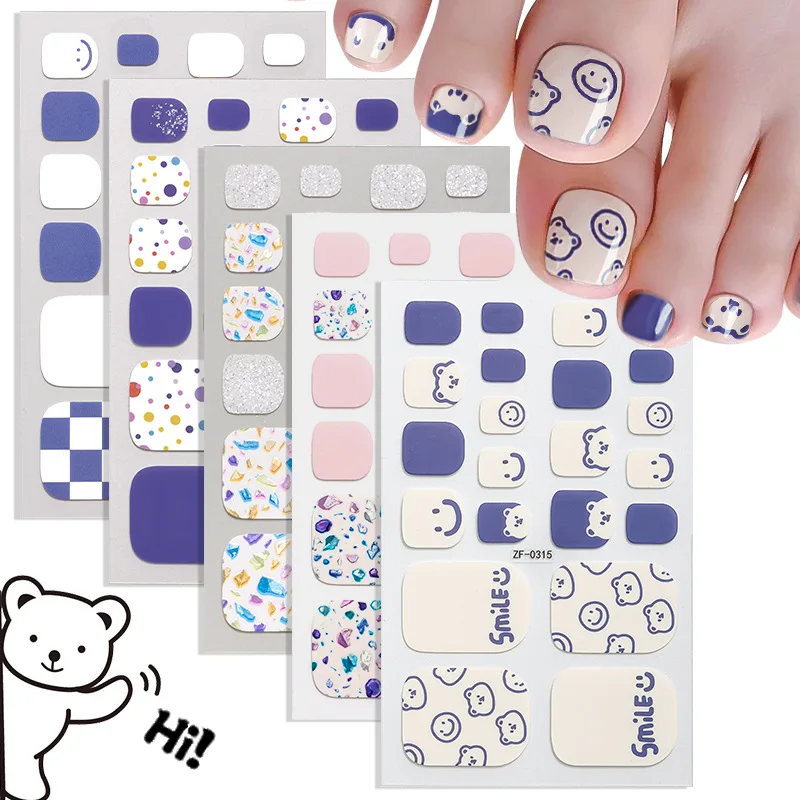 

Summer Smiley Face Cartoon Nail Polish Film Toenail Sticker Polka Dot Girl White Toenail Nail Sticker Full Sticker Nails