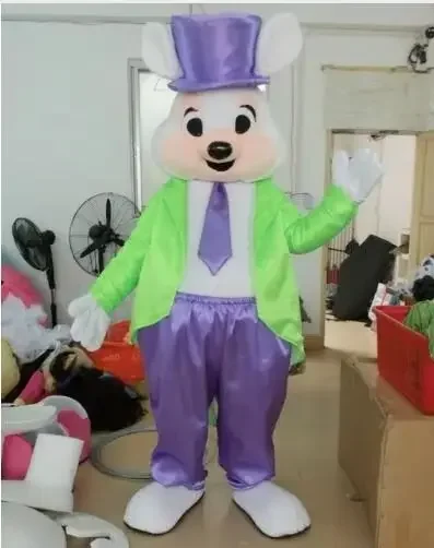 

New Adult Deluxe Green Coat Rabbit Party Mascot Costume Christmas Fancy Dress Halloween Mascot Performance Show
