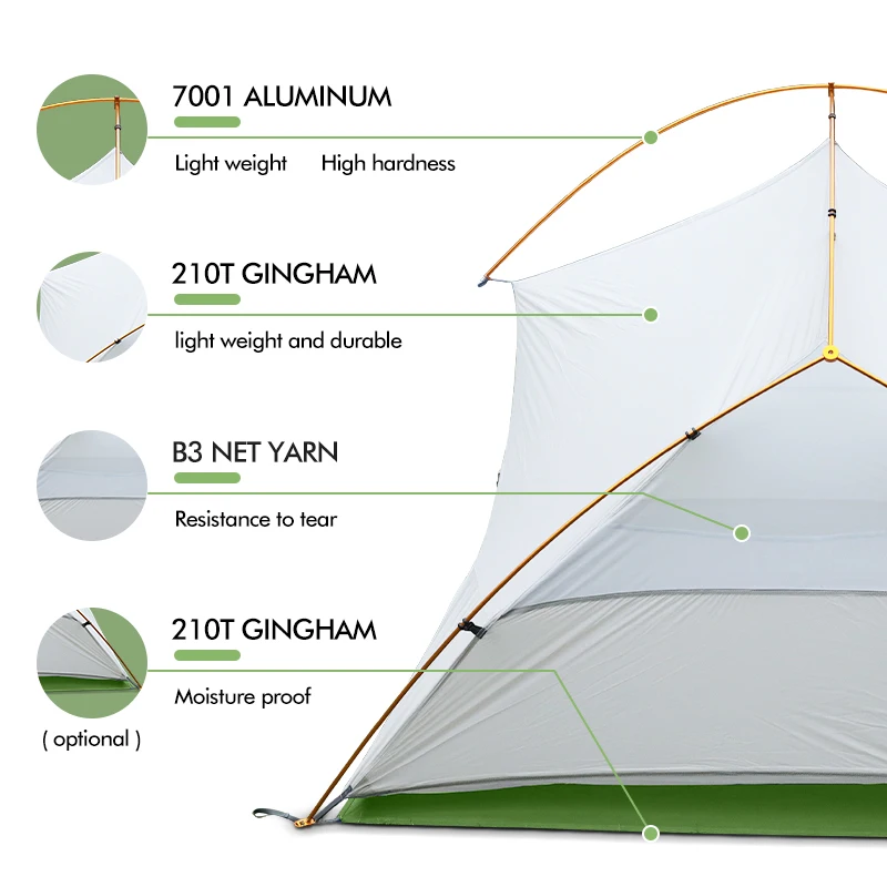 KingGear New Arrival Family Camping Tent Waterproof Lightweight Outdoor Glamping Tent for Backpacking Hiking