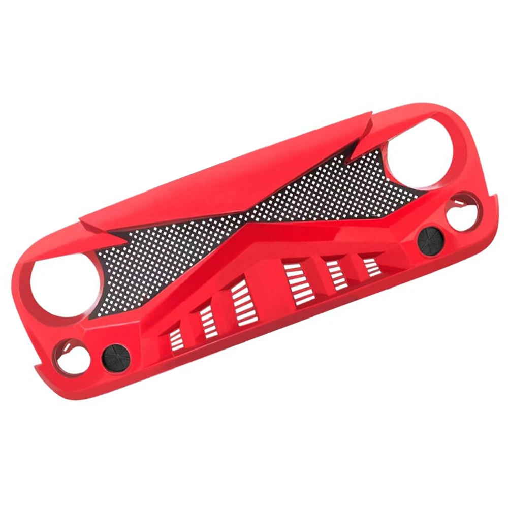 سيارة شواء سباق الشوايات المصد الأمامي شبكة تعديل قناع الكسوة العلوي الشبكة الأحمر فارس نمط مصبغة ل جيب رانجلر JK 2007-2017 #5