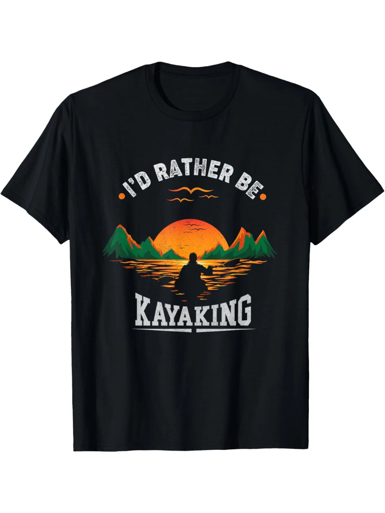 Men' I'd Rather Be Kayaking by the Lake T-Shirt - Soft Crew Neck Loose Fit Paddling Shirt Suitable for Kayaking, Canoeing, Fishing,  Outdoor Activities,  Summer Casual Wear for Canoe  Fishing Trips