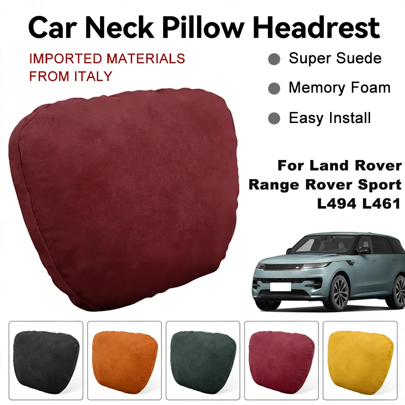 Italy Suede Car Neck Rest Pillow For Land Rover Range Rover Sport L494 L461 Seat Head Neck Support Cushion Interior Accessories