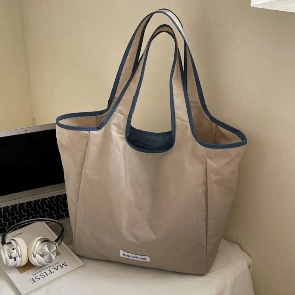 

Нейлоновая сумка через плечо цвета дофамин, легкая водонепроницаемая складная сумка для покупок, тканевая сумка, экологичная сумка для хранения