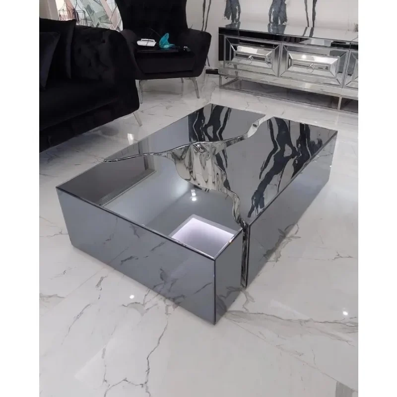 Latest design living room furniture luxury 3 pcs  mirrored coffee table tea table end side table