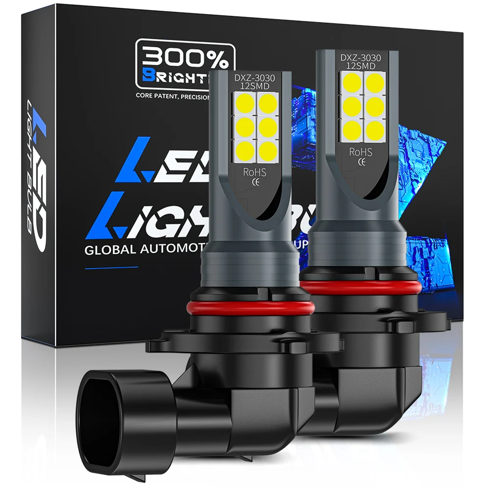 2pcs H8 H9 Led H11 9005 HB3 9006 HB4 Car CSP LED Fog Headlight Bulbs 6000K White Auto Fog Lamp Day Running Light