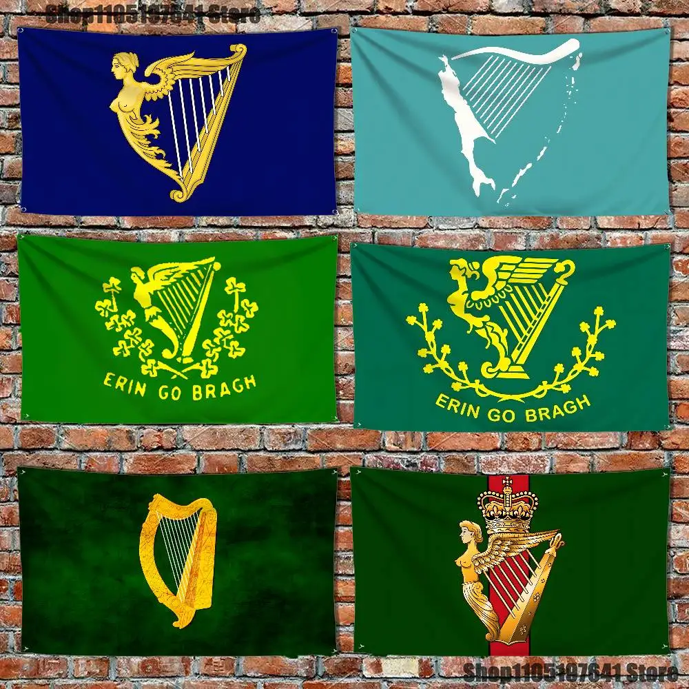 

Ireland Flag Irish Harp Erin Go Flag Tapestry Banner For Bedroom Outdoor Living Room Restaurant Bar Wall Decor Party
