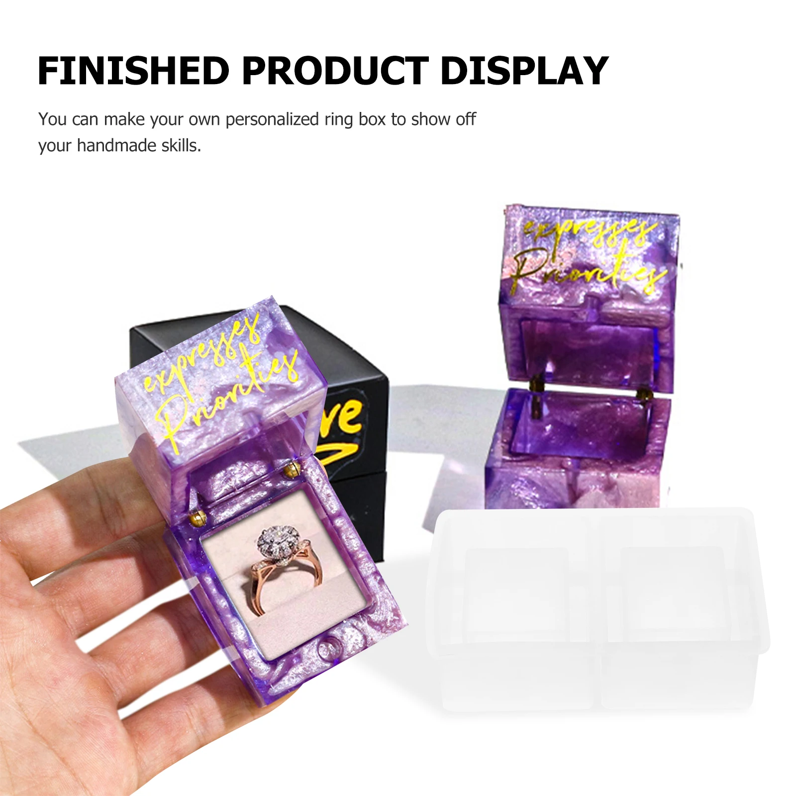 

1 set 1 Set Of Diy Silicone Rectangular Rings Box Mold Epoxy Storage Box Casting Mold Reusable Flexible Craft Tool For Jewelry