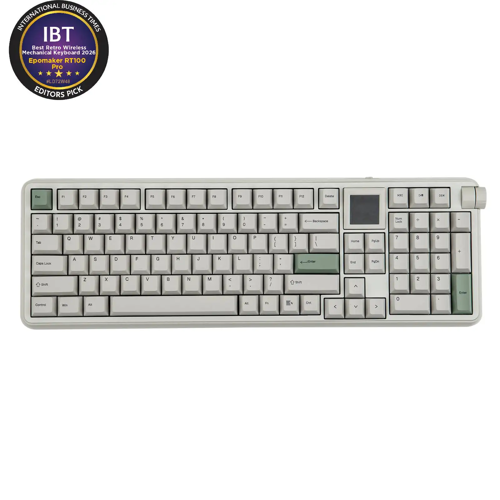 EPOMAKER RT100 PRO 100% ANSI US Layout Gasket Wired/Bluetooth/2.4Ghz Wireless Mechanical Keyboard 1.54” Screen & Volume Knob