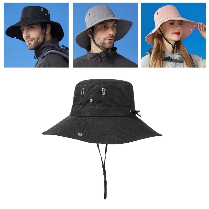 Drawstring Bucket Hat Sun Hat Fishing Hiking Hat Breathable Summer Sunshade Drop Shipping