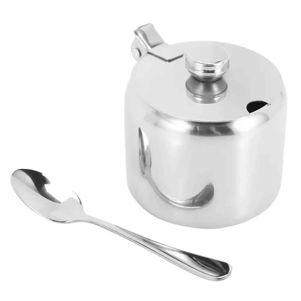 1Pcs Mini Sugar Container with Lid Spoon Sauce Cans Sugar Jam Salt Pot Seasoning Pot Spice Storage Jar Kitchen Supplies