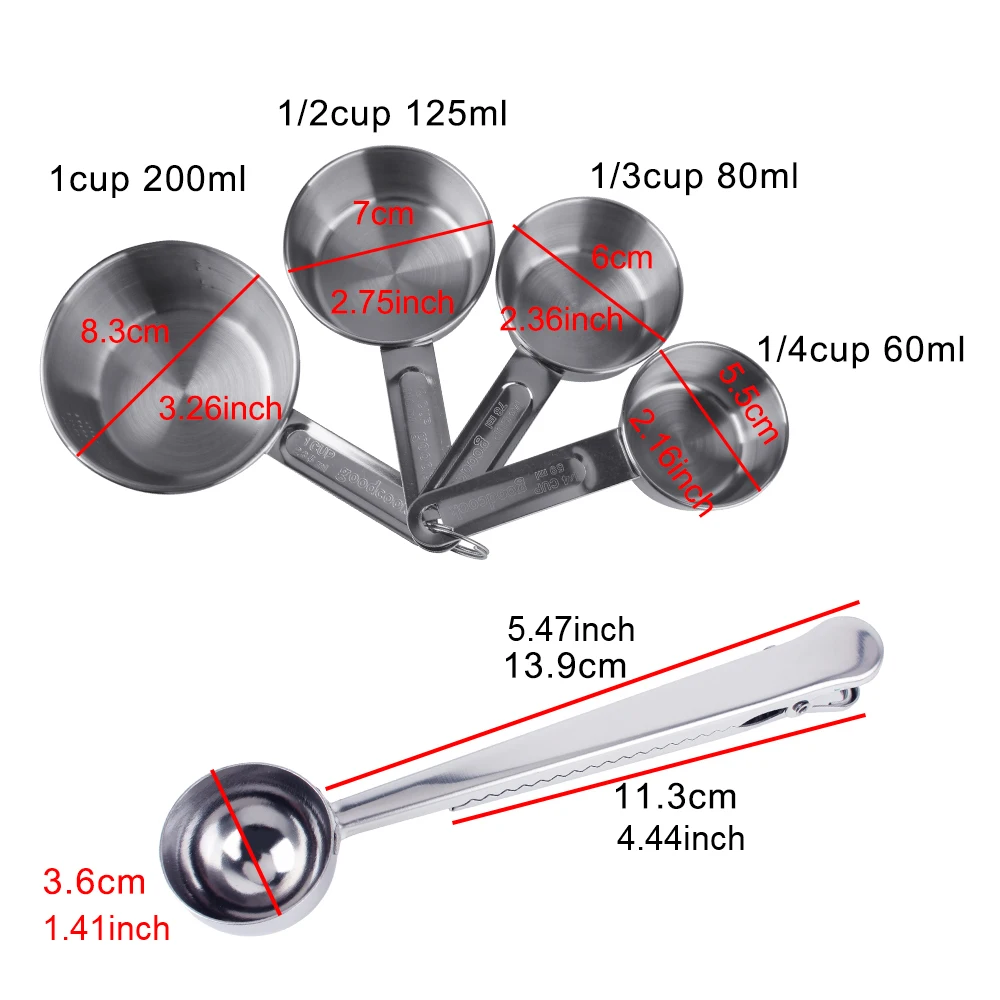 Baking Tools Stackable Kitchen Accessories Stainless Steel 1/4/6 PCS Coffee Measuring Spoon Measuring Cups and Spoons Set