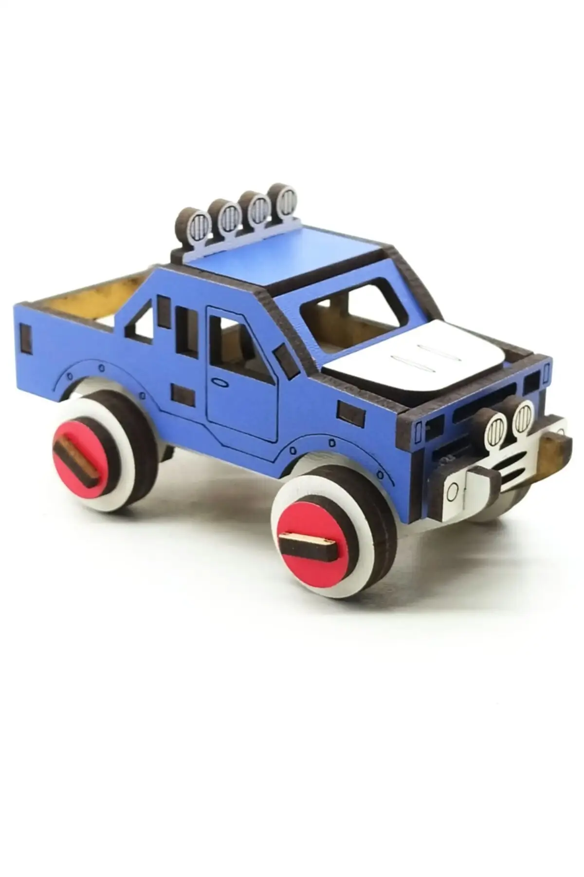 Houten Auto Mini Pickup Speelgoed Auto Blauw Voor Kinderen Educatief Gift Model Blokken Diy Kinderen Vergadering