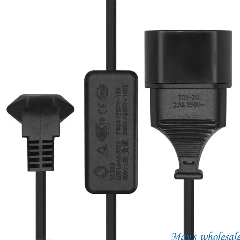 European 2Pin Flat LED Power Cord Male to Female with Switcher for Adjustable Lighting Extension Power Cable Replacement 448A