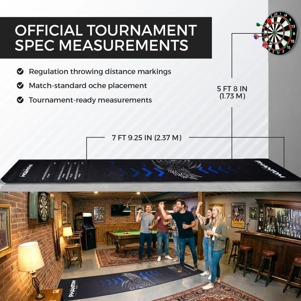 VIKAMA Black Phantom Dartmatte mit offiziellen Distanzmarkierungen, rutschfester Teppich für Zuhause, Bar, Spielzimmer-Dekoration – Detail 3