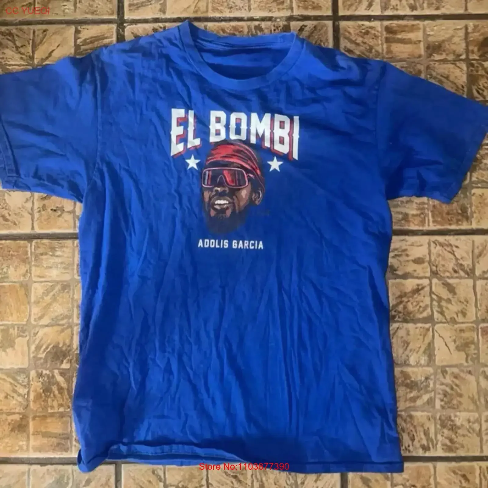 Camiseta ADOLIS GARCÍA EL BOMBI Talla L vintage Lavada para hombre Cómoda moda urbana Ligeramente gráfica Versátil Elegante