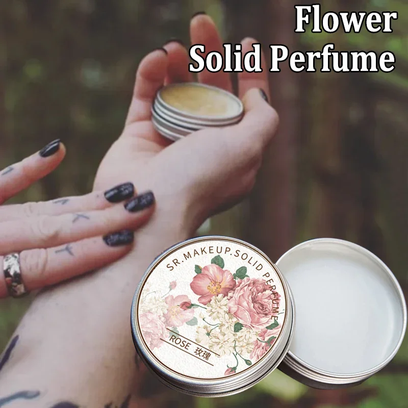 Flower Fragrance Solid Perfume for Women Men Portable Rose Solid Balm Mild Lasting Natural Aroma Body Deodorants Antiperspirant