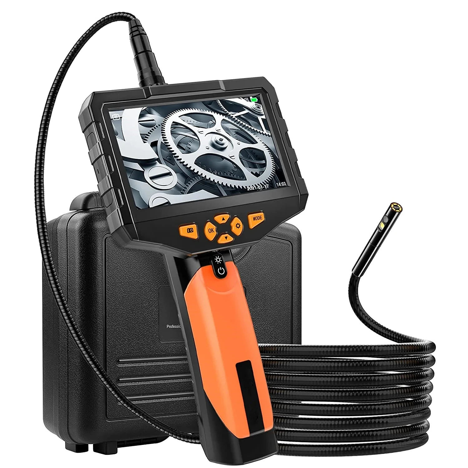 

Endoscope Camera Dual Lens Industrial Pipe Borescope Waterproof with 5 Inch LCD Digital Display 6 LEDS 1M/3M/5M Hard Cable