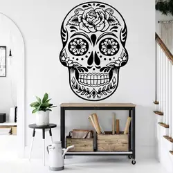 Halloween skull horror vinyl wall stickers home living room bedroom doors and windows decoration tattoo shop wall art murals KL2