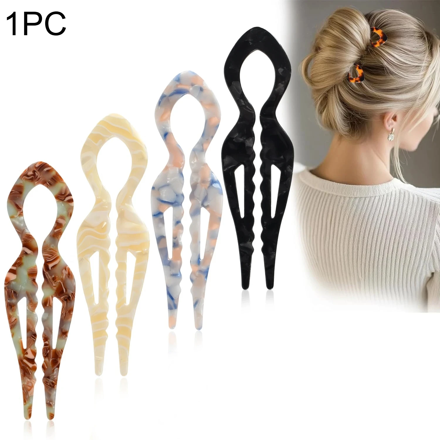 1 PC New Acetic AcidHairpin U-shaped FrenchHairpin Ins Wind DiskHairpin Ball Head Hairpin For Women