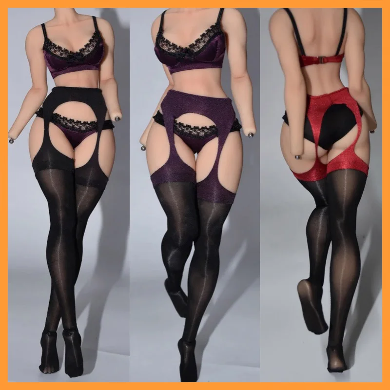 

1/6 Scale Sexy Fashion Color Blocking Design For Female Soldiers' Hanging Socks Fit 12inch Action Figure Model Toys