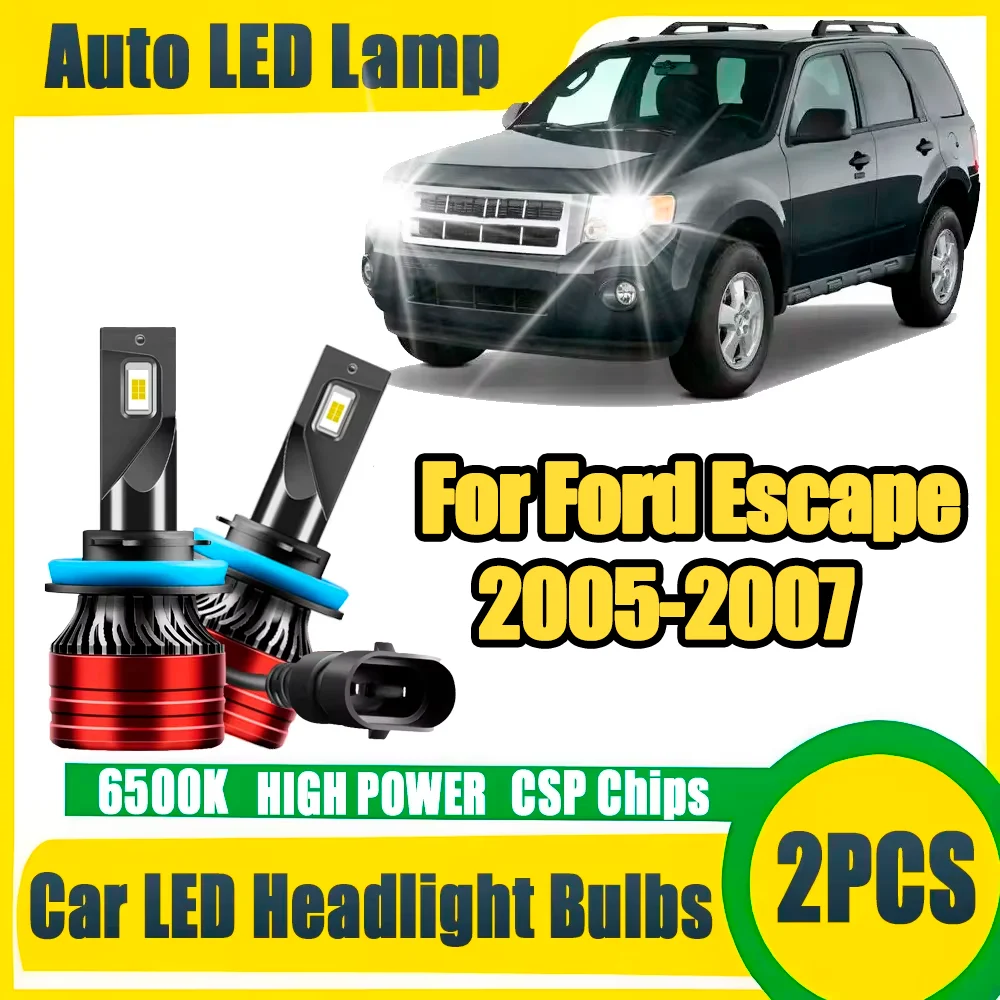 

2PCS H11 H8 H9 Car Bulbs 6500K White Super Bright LED Headlight 20000LM High Power 3570 CSP Chips For Ford Escape 2005 2006 2007