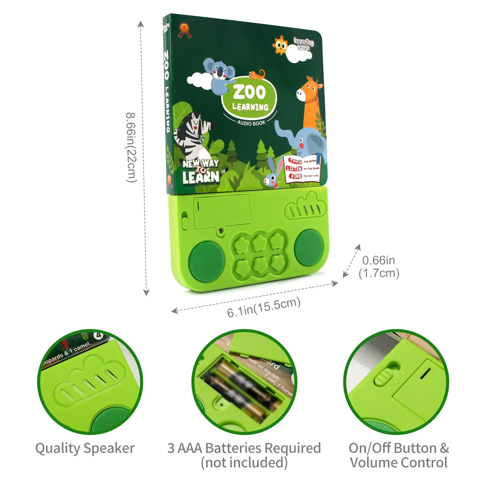 Libri audio elettronici per bambini Libri cognitivi per animali con melodia e luci Suoni per batteria Giocattoli educativi prescolari interattivi