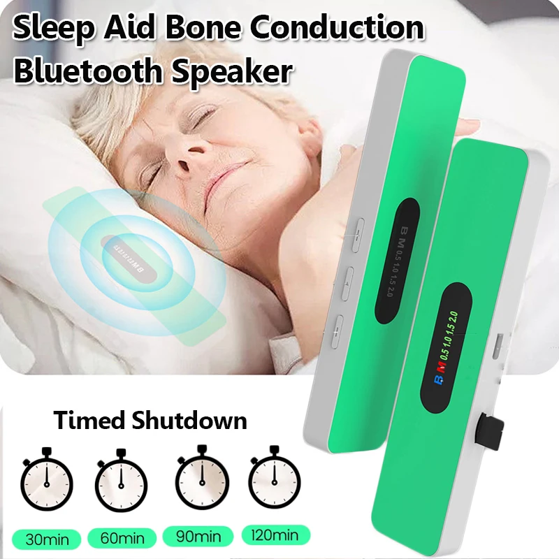 Under Pillow Bone Conduction Speaker Mini Bluetooth 5.3 Sleep Aid Music Box with LED Display Support TF Card Play Timed Shutdow