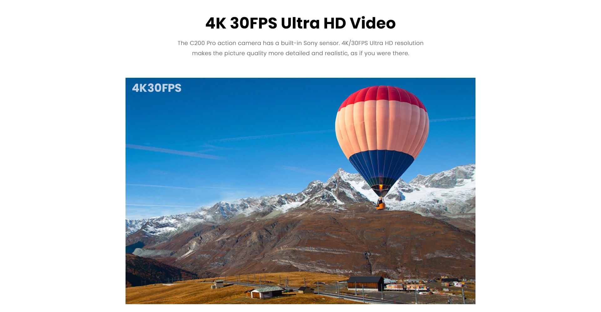 กล้อง C200 4K 5MP กันน้ำ รองรับการจดจำใบหน้า จอคู่ มองเห็นในเวลากลางคืน พร้อม Wifi ระบบกันสั่น 6 แกน สำหรับกีฬาและแอคชั่น