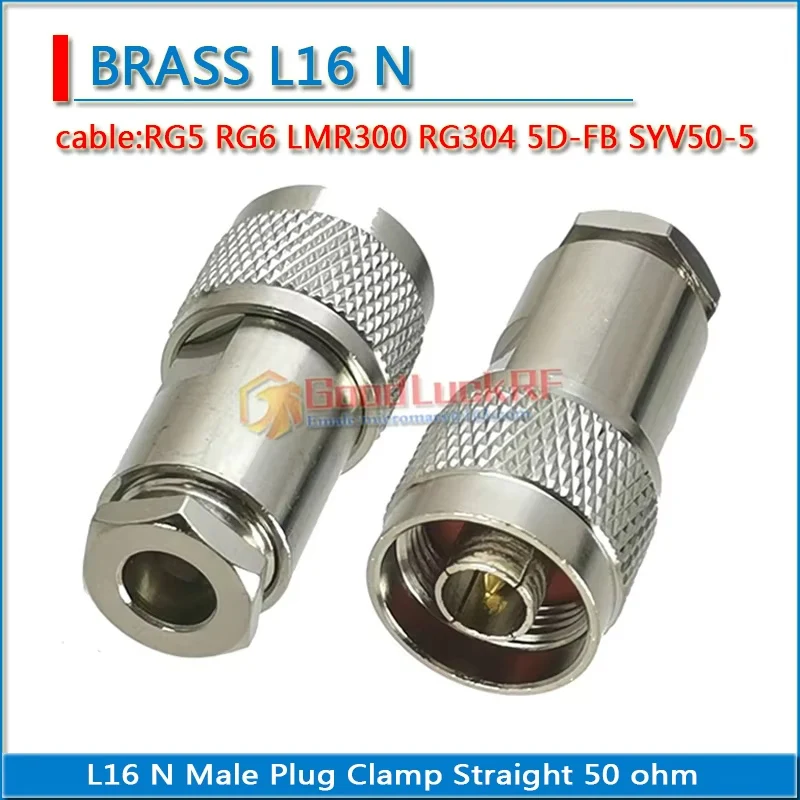

L16 N Male Clamp Straight N Female N Male 90 Degree Clamp RG5 RG6 LMR300 RG304 5D-FB Cable Copper 50ohm RF Connector Adapters