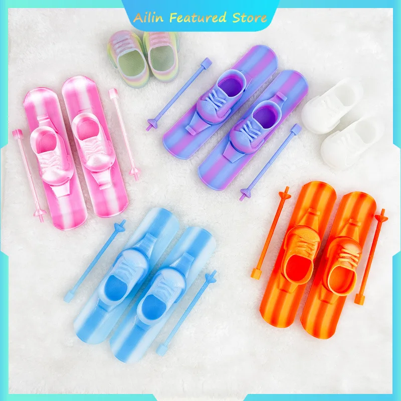 

For Labubu Accessories Gradient Double-Board Snowboard Accessories Fashionable And Trendy Snowboard Doll Decoration Toys Hobbies