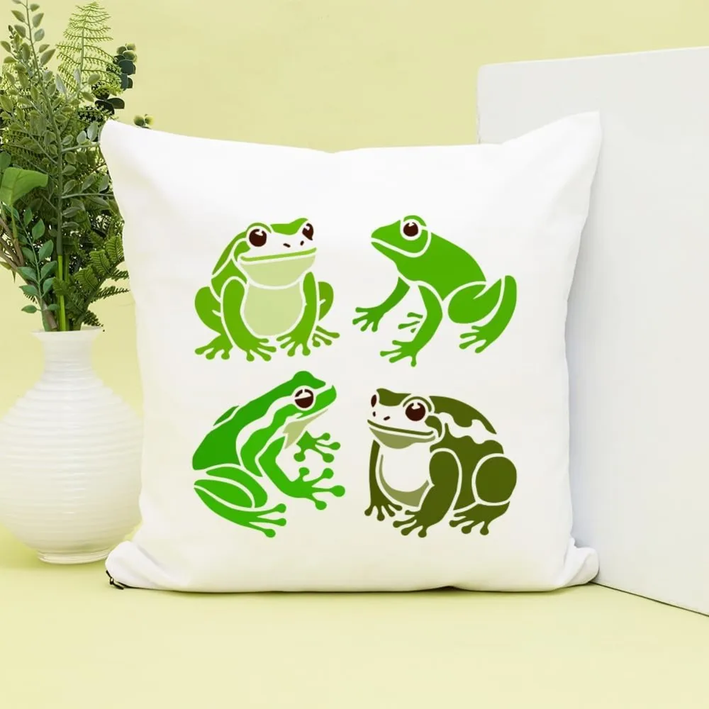 Frogs Stencil for Painting with Brush 11.8x11.8inch Reusable Frogs Pattern Template Hollowed Animal Frogs for DIY Wall Furniture view 5