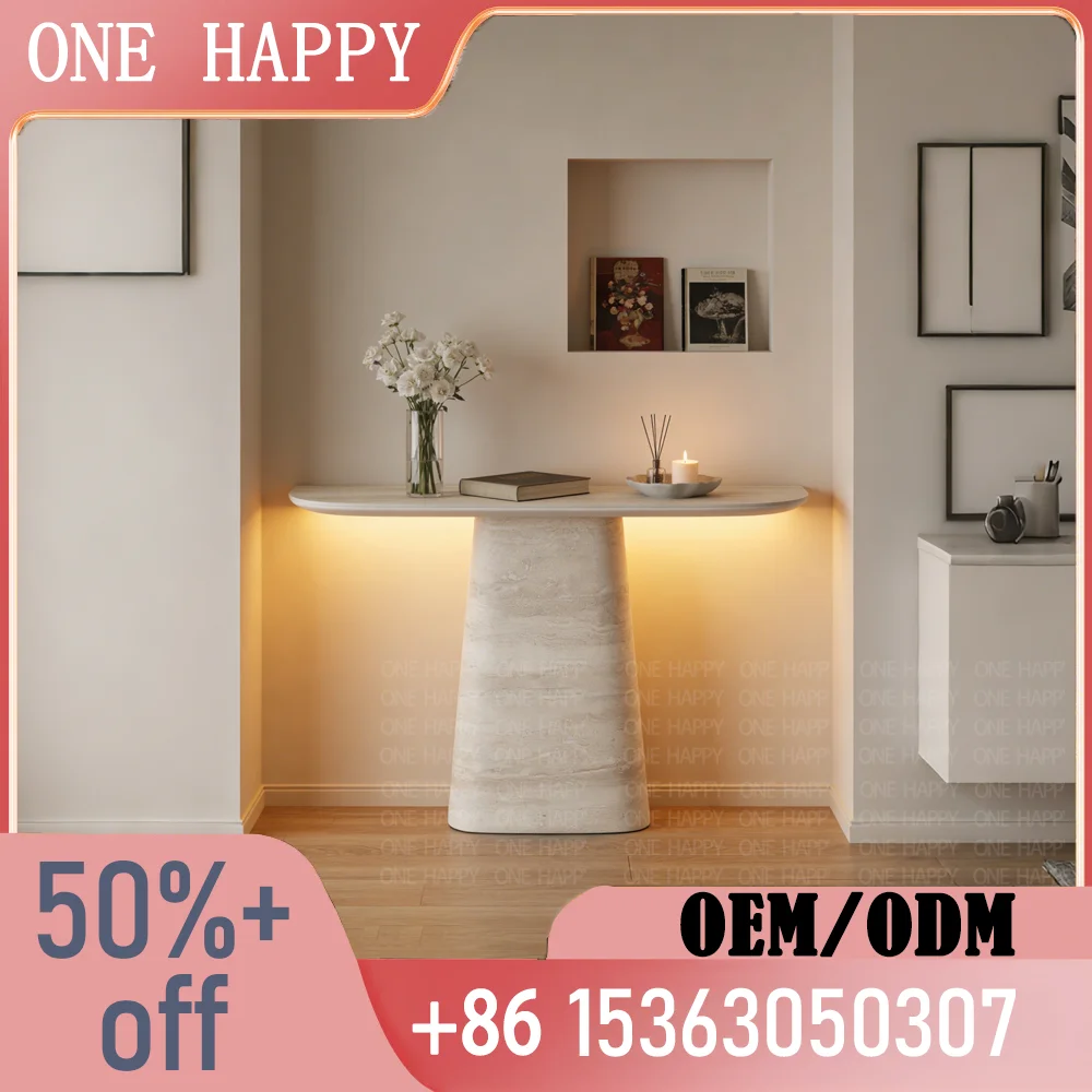 Any Travertine Pattern Entryway Console Table Coffee Table Luxury Minimalist Living Room Side Accent Table Furniture