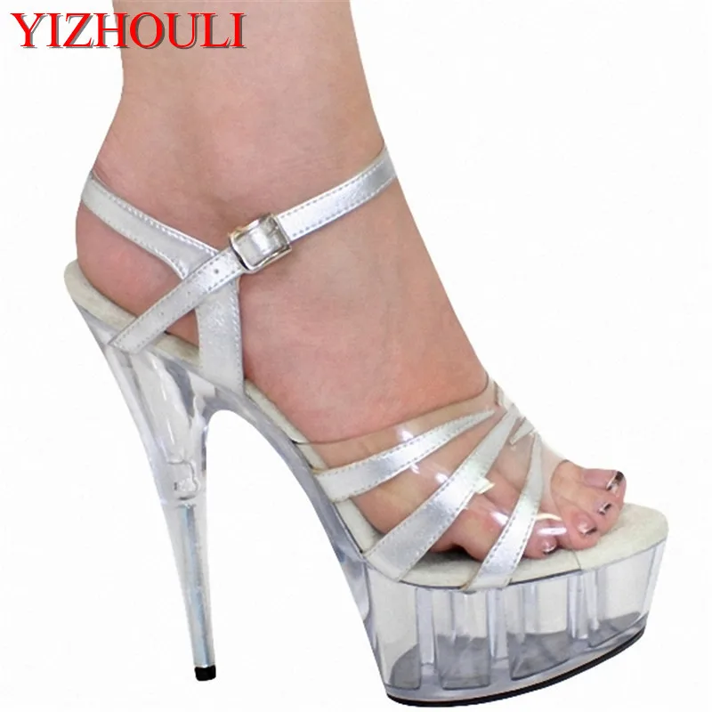 

Summer manufacturers wholesale sales model stage 15cm high heels, transparent stiletto dance shoes