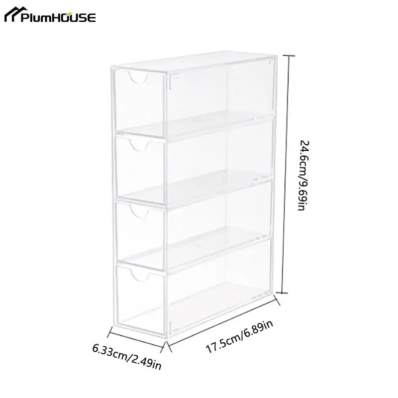 Glasses Storage Box 4 Layers Large Glasses Organizer Box Multifunctional Stackable Acrylic Display Holder Cosmetics Drawer Case