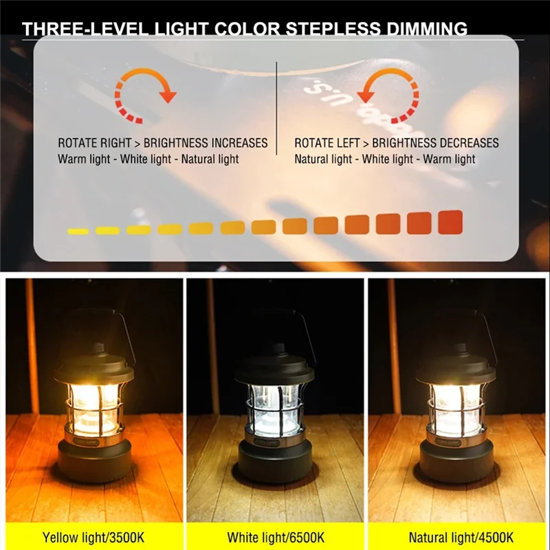 

ELOS-LED Camping Light With RGB Waterproof 15M String Outdoor Hanging Super Bright Tent Light Garden Decoration Light