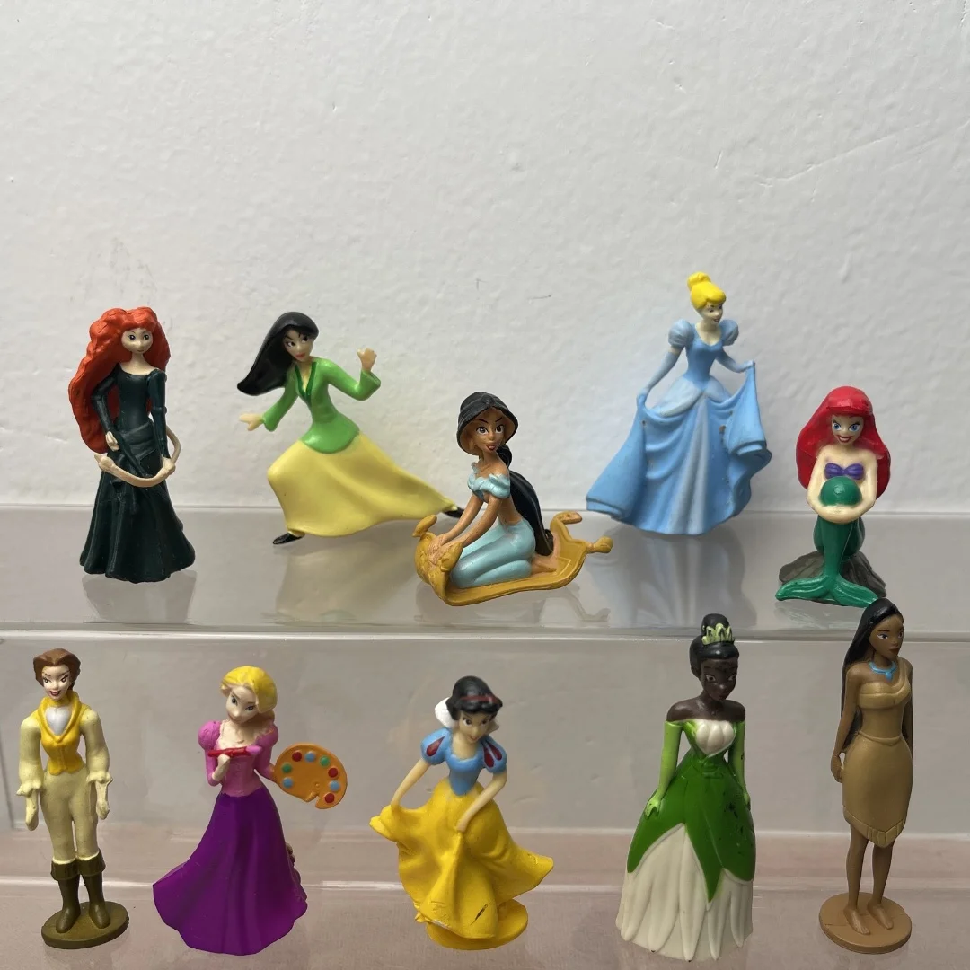 Disney Snow White Jasmine Princess Long Hair Elsa Doll Toys Pvc Anime Figurine Model Desktop Decoration Cake Ornaments Girl Gift