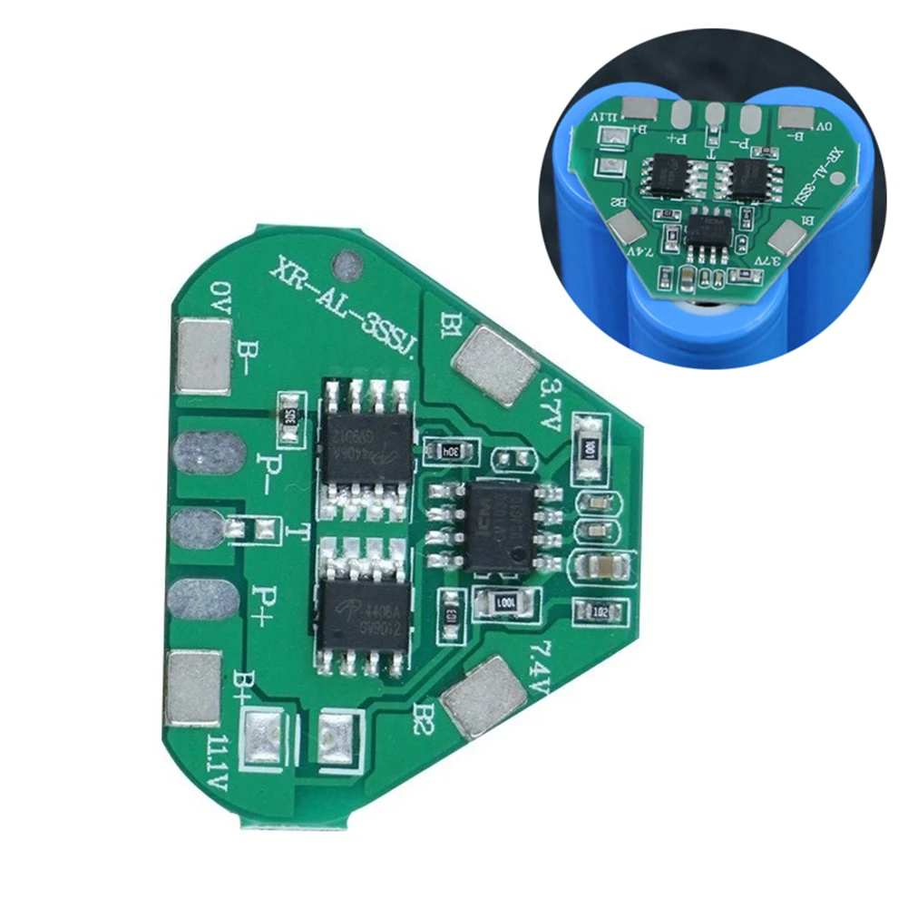 PCB Protection Module for 3S Li-ion Batteries 11.1V 12.6V with 5A Discharge 3A Charge and Temperature Range Monitoring