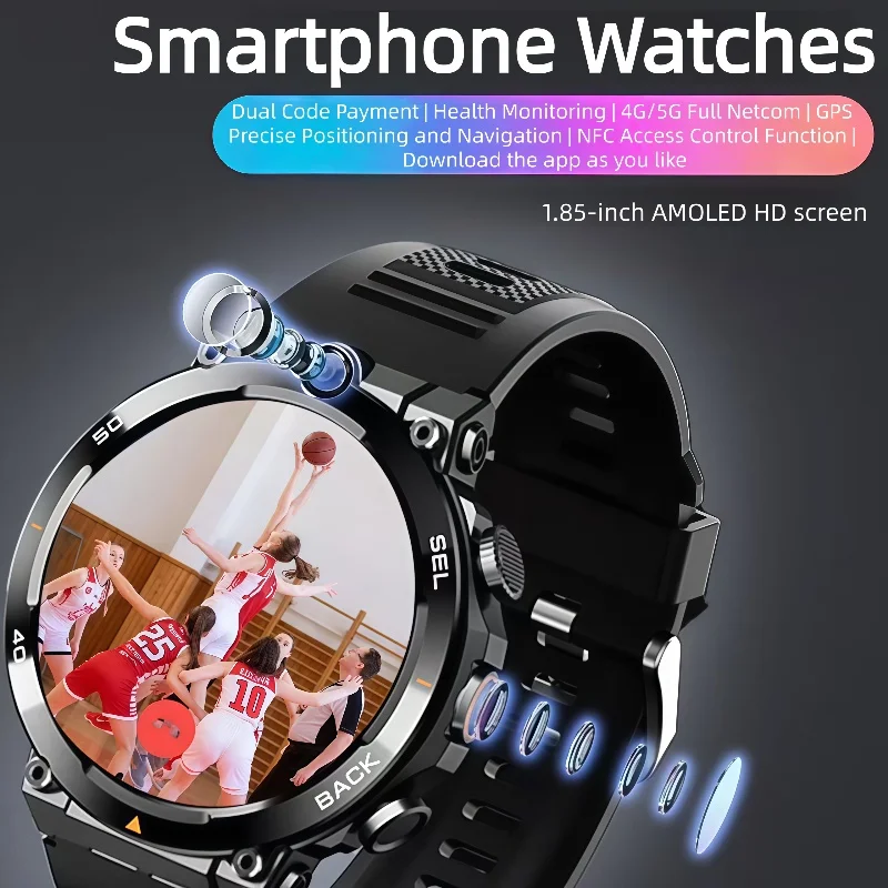 

H10 Google Play 1.39-inch 4G Network SIM Card Smart Watch Dual Camera GPS WIFI NFC Rugged 64G-ROM Android Men Women Smartwatch