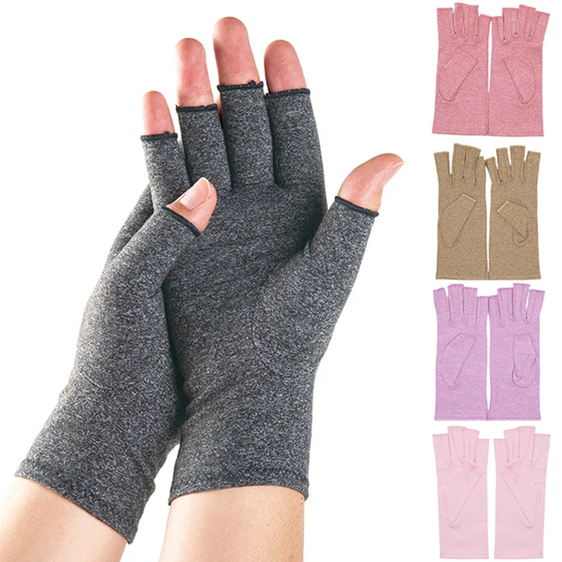 Solid Warm Fingerless Gloves Support Pain Relief Anti Arthritis Rheumatoid Care Compression Gloves Hand Braces Health Support