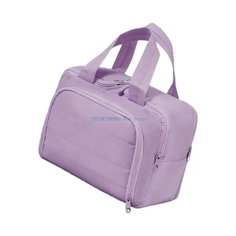 340D Practical Fabric Cosmetic Pouches Double Opening Design Large Capacity Stylish Makeup Bag For Travel Gym And Women