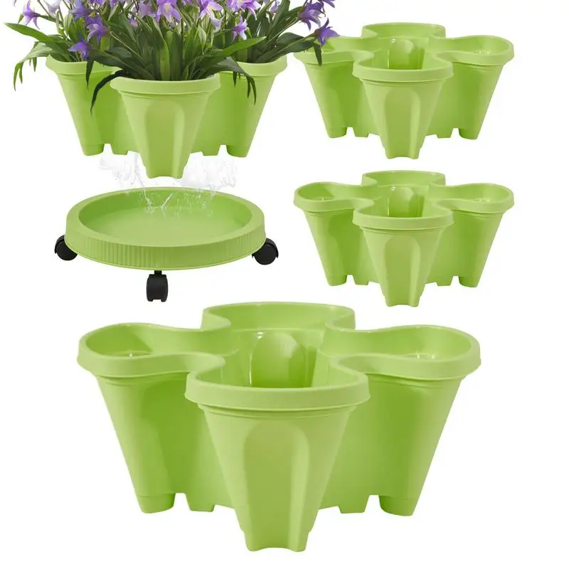Stackable Vertical Plant Tower Multi-layer Garden Planter With Movable Casters Strawberry Seedling Planting Tools for Gardening