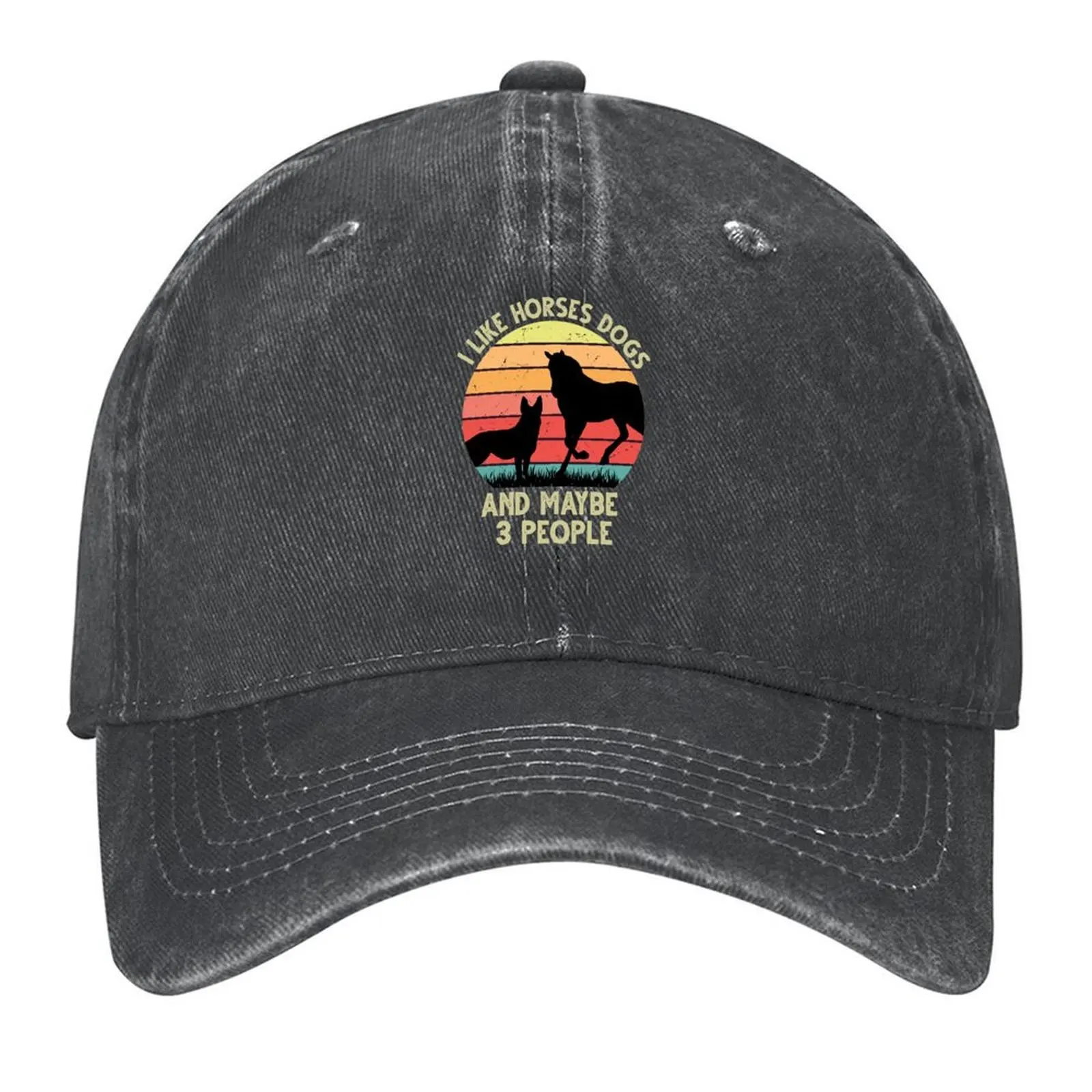 

I Like Horses Dogs And Maybe 3 People. Baseball Cap black hiking hat Trucker Cap Hat Man For The Sun Elegant Women's Hats Men's