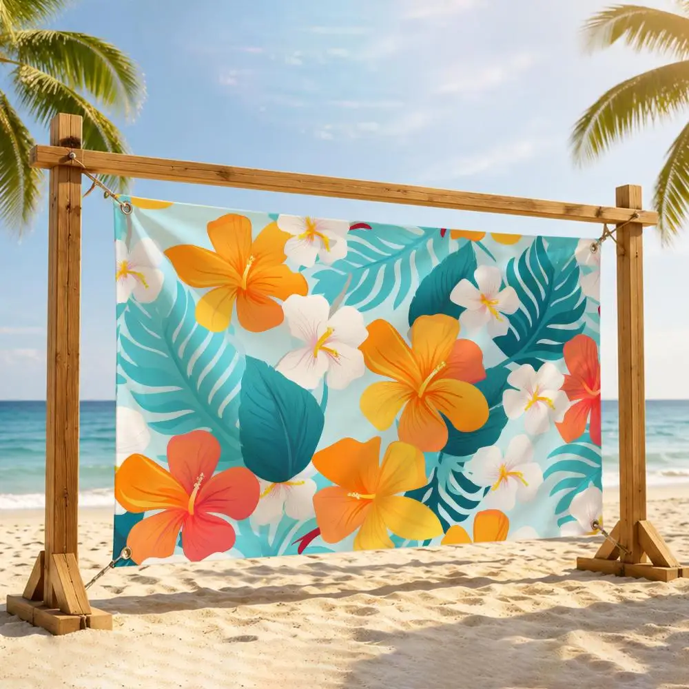 Aloha Tropical Floral Flags Aesthetic Wall Tapestry Printed Wall Hanging Living Room Party Outdoor Decor