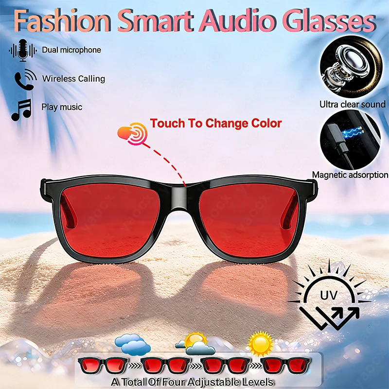 

Smart Audio Glasses Voice Assistant Touch Color Change AI Translation Voice Wake-up ENC Dual Microphone BT Call Smart Glasses