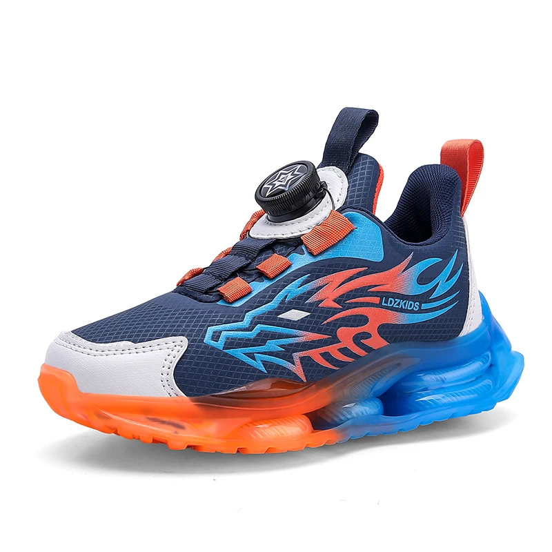 Boys Girls Leather Bungee Lace Running Shoes | Breathable Cushioned Sport Sneakers, Non-Slip Durable Walkers for School & Play