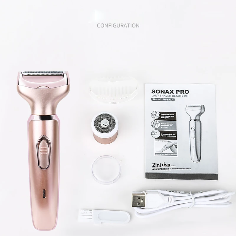 2 in 1 Professional Women Epilator Electric Razor Hair Removal Painless Face Shaver Bikini Pubic Hair Trimmer Home Use Machine