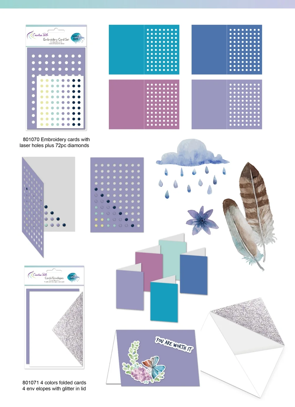 Creative Path 12-teiliges Purple-Rain Scrapbooking-Journaling-Set, dekorative Papiere, Stanzformen, Stempel, Aufkleber, DIY-Bastelset – Detail 10